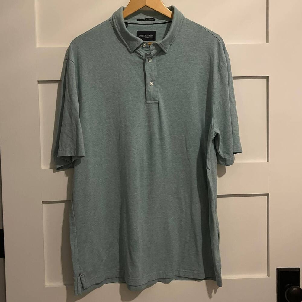 Jachs Mens New York Light Aqua Pima Cotton Short Sleeve Polo Shirt Size XL